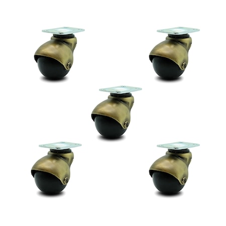 Service Caster 2 Inch Antique Brass Hooded Top Plate Ball Casters, 5PK SCC-TP01S20-POS-WA-5
